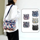 Cyflymder Nylon Floral Multi-Pocket Crossbody Purse Bags for Women Daily Use Travel Work Shoulder Bag