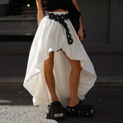 Cyflymder Irregular Flower Buds Skirt Women Spring Summer Street Fashion Pure Cotton Midi Skirt Without Belt Female Commuting Skirt