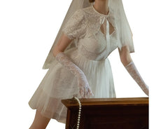 Cyflymder Vintage Double-layer Perspective Mesh Nightdress Photo Cosplay Uniform Suit Wedding Dress
