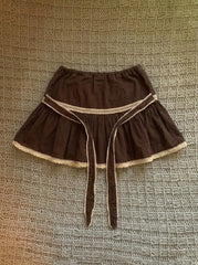 Cyflymder Sweet Skirt Y2k 90s Lace Slim Aesthetic Harajuku Bow Summer Hot Girl Short Skirt Woman Clothes Kawaii Basics Elegant Fashion Emo