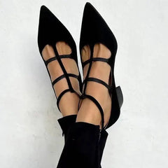 Cyflymder Leopard Pattern Single Shoes T-tied Pointed Toe Shoes Summer Spring Chunky Heels Women's Sandals