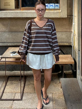 Cyflymder Faionable Simple V-ne Striped Knitwear Ele Aosphere Dongda Gate 25 Autumn Sle Women's Clothing Commute Season