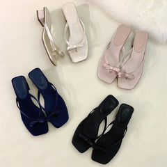 Cyflymder Slippers Women Summer Square heel Luxury Slides Sliders Shoes Rubber Flip Flops Low Pantofle Butterfly-Knot Soft Block Designer