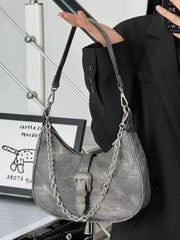 Cyflymder Vintage Shoulder Bag Women High Street Chain Chic Casual Solid Bag Ladies 2025 New Autumn Harajuku Crossbody Bag Y2k