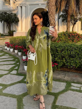 Cyflymder Button Printed Oversize Midi Dress Women V-neck Fashion Holiday 2025 Autumn Dresses Long Sleeve Tie-dye Street Loose Female Robe