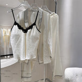 Cyflymder Luxury Suspender Top Pant Robe Jacquard Rose Sleep Set Lady Satin Pajamas Sexy Lace Nightwear Women Leisure Homewear 3Pcs