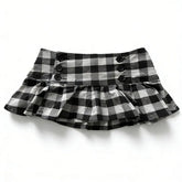 Cyflymder New Euramerican Low Waist Sweet Cool Girl Skirts Y2k Aesthetic Constrast Color Plaid Pleated Jupe Harajuku Buttons Design Skirts