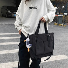 Cyflymder Waterproof Tote Bag Big Capacity Canvas Bag Female Crossbody Bags Japanese Shoulder Bag Bags Student School Bags Women Handbags