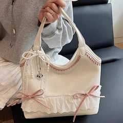 Cyflymder New Women Chic Bow All Match Underarm Bag Fashion Casual All Match Underarm Bag Sweet Y2k Aesthetic Fairy Elegant Handbags