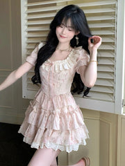 Cyflymder French Style Sweet Elegant New 2 Piece Sets Women Cute Bow Y2k Tops + Cake Skirts Harajuku Female Korean Popular Clothing 2025