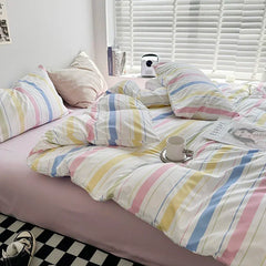 Cyflymder Bonenjoy Bed Linen Set Stripe Style Bedding Home Soft Bedsheet Set Single/Double/Queen/King Size Bedclothes juegos de sábanas