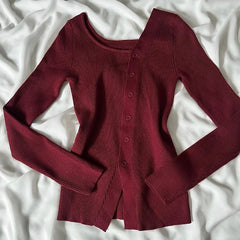 Cyflymder Y2K Women's Sweater Cardigan Chic Fashion Retro Harajuku Solid Color Irregular Emotional Girl Aesthetic Emotional Girls Cardigan