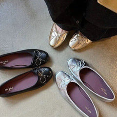 Cyflymder Spring/Autumn Ballet-Style Flats for Women - Round Toe Soft Sole Mary Jane Shoes, Comfortable Bowknot Flats Women 36220