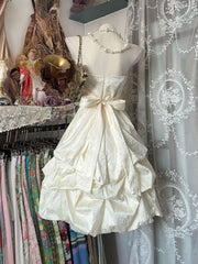 Cyflymder Vintage Elegant Strapless Bubble Dress Women French Retro Party Sweet Solid Dresses New Design Fashion Slim Outfit Summer