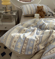 Cyflymder Cute cartoon blue dog house stripe bedding set teen,twin full queen lovely cotton home textile sheet pillow case quilt cover