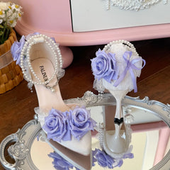 Cyflymder elegant women's shoes y2k heels purple rose lolita cosplay wedding bridal shoes Designer female Women's evening dress shoes