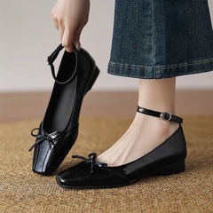 Cyflymder Shoes Woman 2025 Bow-Knot Female Footwear Square Toe Autumn Casual Sneaker Shallow Mouth Low Heels New Butterfly Dress Big Size