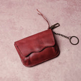 Cyflymder Men's cowhide key bag car driver's license card bag ladies cowhide coin purse wallet retro leather waist hanging keychain
