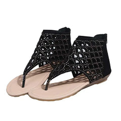 Cyflymder Women Summer Shoes Women's Hollow Out Sandals Woman Flat Flip Flops Sandal on Offer for Cover Heel Zip Ladies Shoe Plus 43