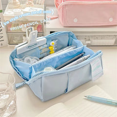 Cyflymder Large Capacity Canvas Pen Bag Kawaii Pencil Case Korean Stationery Back to School Cute Supplies Ladies Cosmetic Bag Stationery