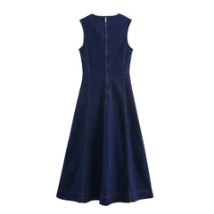 Cyflymder Fashionable French Style Sleeveless round Neck Denim Dress Elegant Atmosphere ZR Women's Spring Summer New Arrival Dress