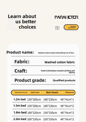 Cyflymder new student cartoon washed cotton towel embroidered three or four-piece set bed sheet quilt cover mattress bedding