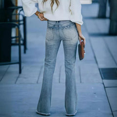Cyflymder Women 2026 Classic Style Washed Casual and Versatile Jeans Fashion Retro Commuted Slimming Wide-Leg Straight Trousers