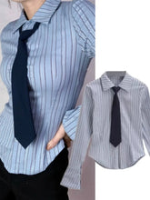 Cyflymder College Sle Striped Long Sve Age-Defng irt Bell Sve Girl Student Feeling Fre ad irt Street