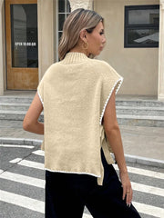 Cyflymder Street Sle Loose Fit Women's Svel Sweater Vest Knot Tied Color Blo Design Autumn Faion Polyester Fiber