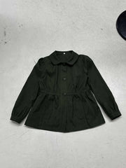 Cyflymder Euramerican Peter Pan Collar Vintage Sweet Cool Coats Y2k Simple Single Breasted Slim Waist Lace Up Clothes Harajuku Streetwear
