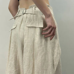 Cyflymder Basic Folds Asymmetric Wide Pants Casual Loose Low-Waisted Wide Leg Pants Women Autumn Spring Fashion Strreetwear