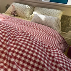 Cyflymder Cute sweet cherry plaid red green bedding set,twin full queen king kawaii INS cotton home textile sheet pillow case quilt cover