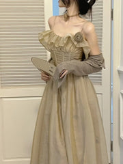 Cyflymder Summer Ruffles Stap Dress Elastic Waist Long Mini Dress vestido festa luxo abendkleider robes de cocktail femmes evening dress