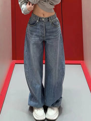 Cyflymder Letter Diamond Vintage Jeans Women Loose High Waist Streetwear Casual Denim Pants Retro American Fall New Harajuku Wide Leg Pant