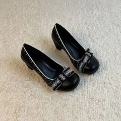 Cyflymder New Retro Womens Shoes Exquisite Round Head High Heels for Woman Fashion Bow Lolita Casual Shoes Designer Shoes Zapatos De Mujer