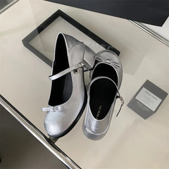 Cyflymder Women's Shoes Silver Sandals Ladies Branded Pumps Mary Jane 2025 Casual Heels Round Toe Basketball Platform African Fashion Leat