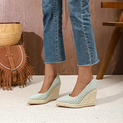 Cyflymder Casual Woman Shoe Pointed Toe Shallow Mouth Clogs Platform Female Footwear Autumn Creepers Dress Fall Summer Classics Fabric Lac