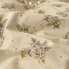 Cyflymder 3/4Pcs Vintage French Fresh Floral Lace Ruffles 100% Cotton Bedding Set Duvet Cover Bed Skirt/Bed Sheet/Fitted Sheet Pillowcases