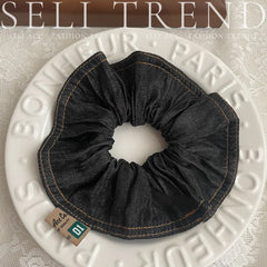 Cyflymder Scrunchies for Hair Denim Style Chic Girls Hairties Hair Accessories for Women Elastic Rubber Bands