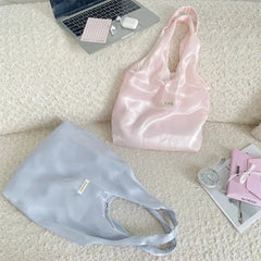 Cyflymder Korean Elegant Y2k Aesthetic Chic Shoulder Handbags Glossy Tender Fairy Underarm Bag Trendy Fashion Casual Women Shopping Bags