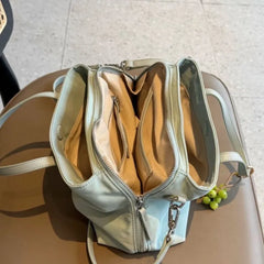 Cyflymder Sweet Green Tote Bag Women Lightweight Waterproof Nylon Large Capacity Shoulder Bag Ladies Versatile Solid Color Crossbody Bags