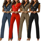 Cyflymder New Slim Fit Double Breasted Suit Collar Svel Lady's Overall Long Pants Low Waist ort Pants Women's Rer