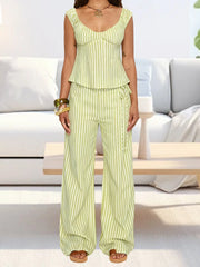 Cyflymder Women s 2-Piece Outfit Floral Print Off-Shoulder Top with High Waist Wide Leg Pants Set for Summer Beachwear