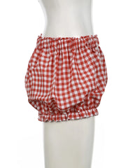 Cyflymder Holiday Sweet Bow Plaid Shorts Preppy Style Casual Loose Low-Waisted Shorts Women 2025 Summer Fashion Streetwear Ladies