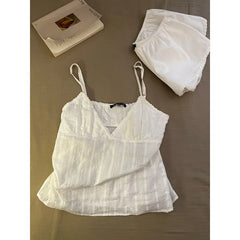 Cyflymder Girls Lace Suspender Pajamas Women's Summer New Simple Loungewear Two-piece Set