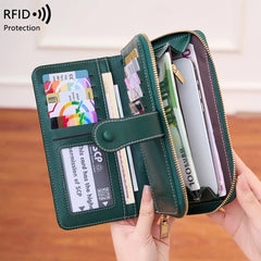 Cyflymder Women's Wallet RFID Blocking Credit Card Holder Large Capacity Wristlet Leather Wallets Purse