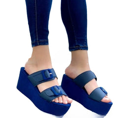 Cyflymder Women's Wedges Platform Sandals Woman Shoes Summer Ladies Barefoot Slide Increase Height Open Toes Sandal Buckle White Pink