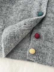 Cyflymder Retro Patchwork Cardigan Sweaters Women Loose Casual Korean Knitted Coat Vintage Long Sleeve Design Buttons Sweet Gray Top