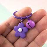 Cyflymder Candy Color Flower Keychain With Bell Creative Women Earphone Case Bag Key Rings Pendant Accessories