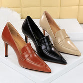 Cyflymder Shoes Retro Pointed Toe Women Pumps Leather Shoes High Heels Versatile Stilettos Elegant Women Heels Ladies Shoes 2025